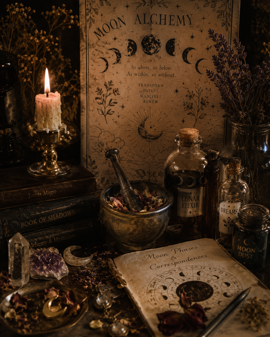 Lunar Alchemy Beeswax Candle