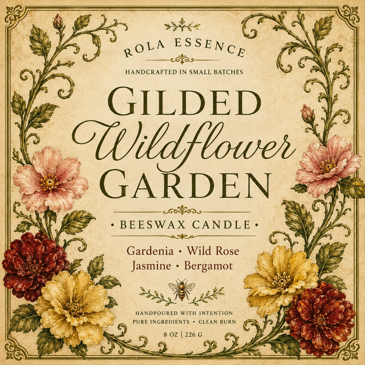 Gilded Wildflower Garden Candle | Where Wildflowers Turn Golden