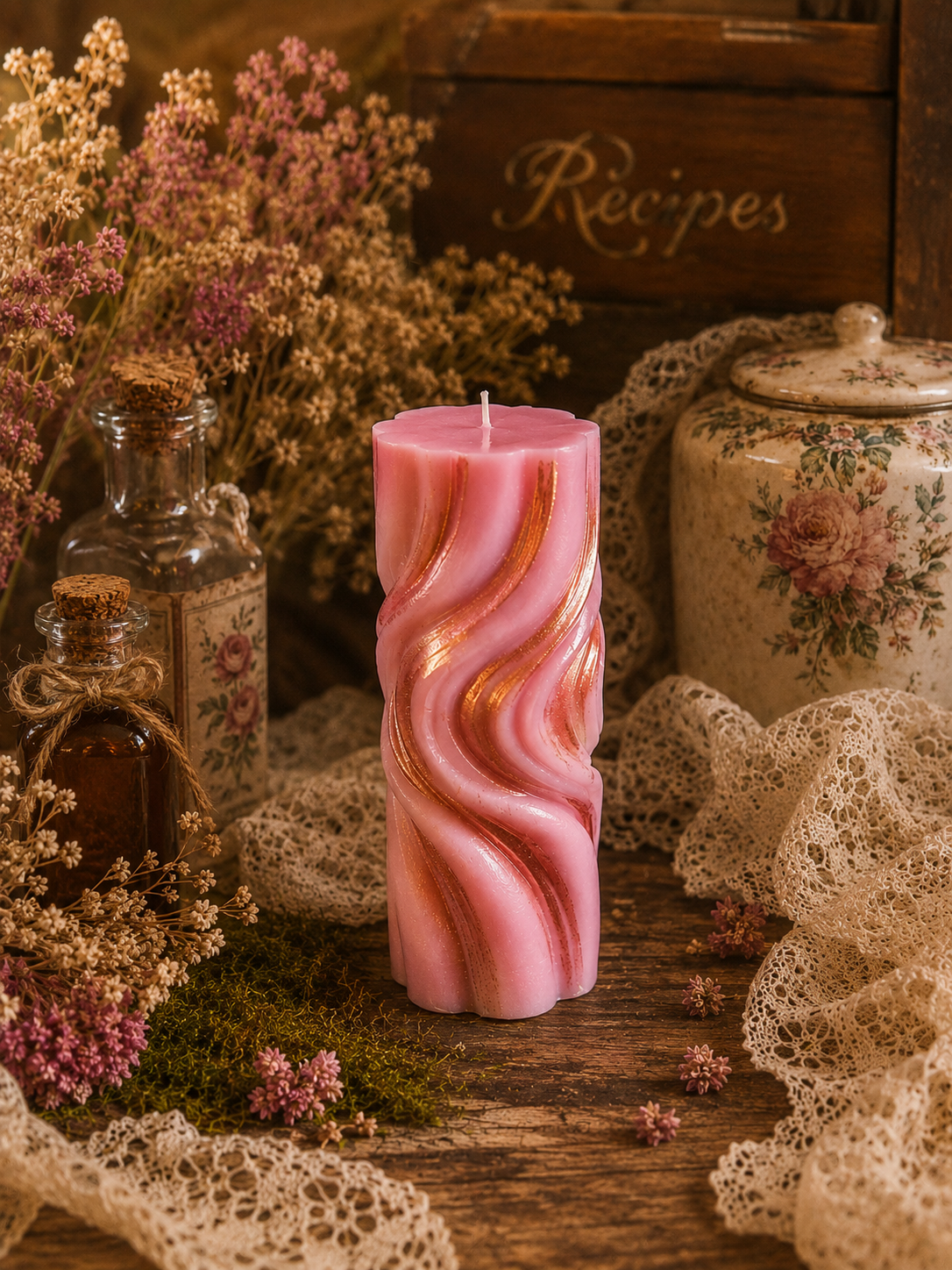 Rosewater Goddess Candle | Bathed in Roses, Kissed in Gold
