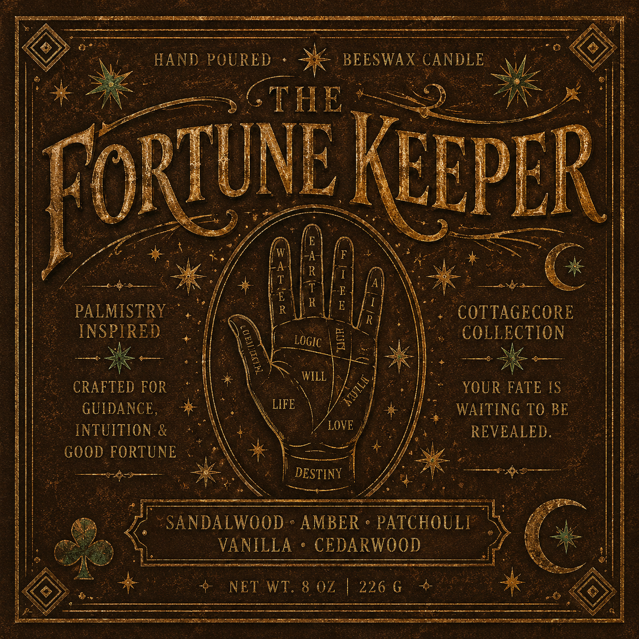 The Fortune Keeper | Palmistry Book Beeswax Candle