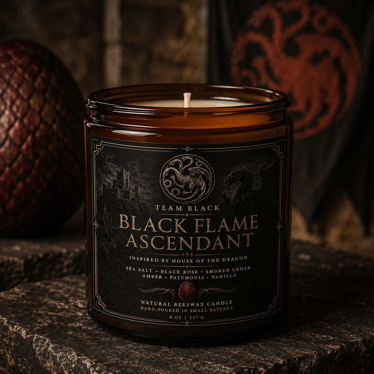 Black Flame Ascendant Candle - House of the Dragon Candle