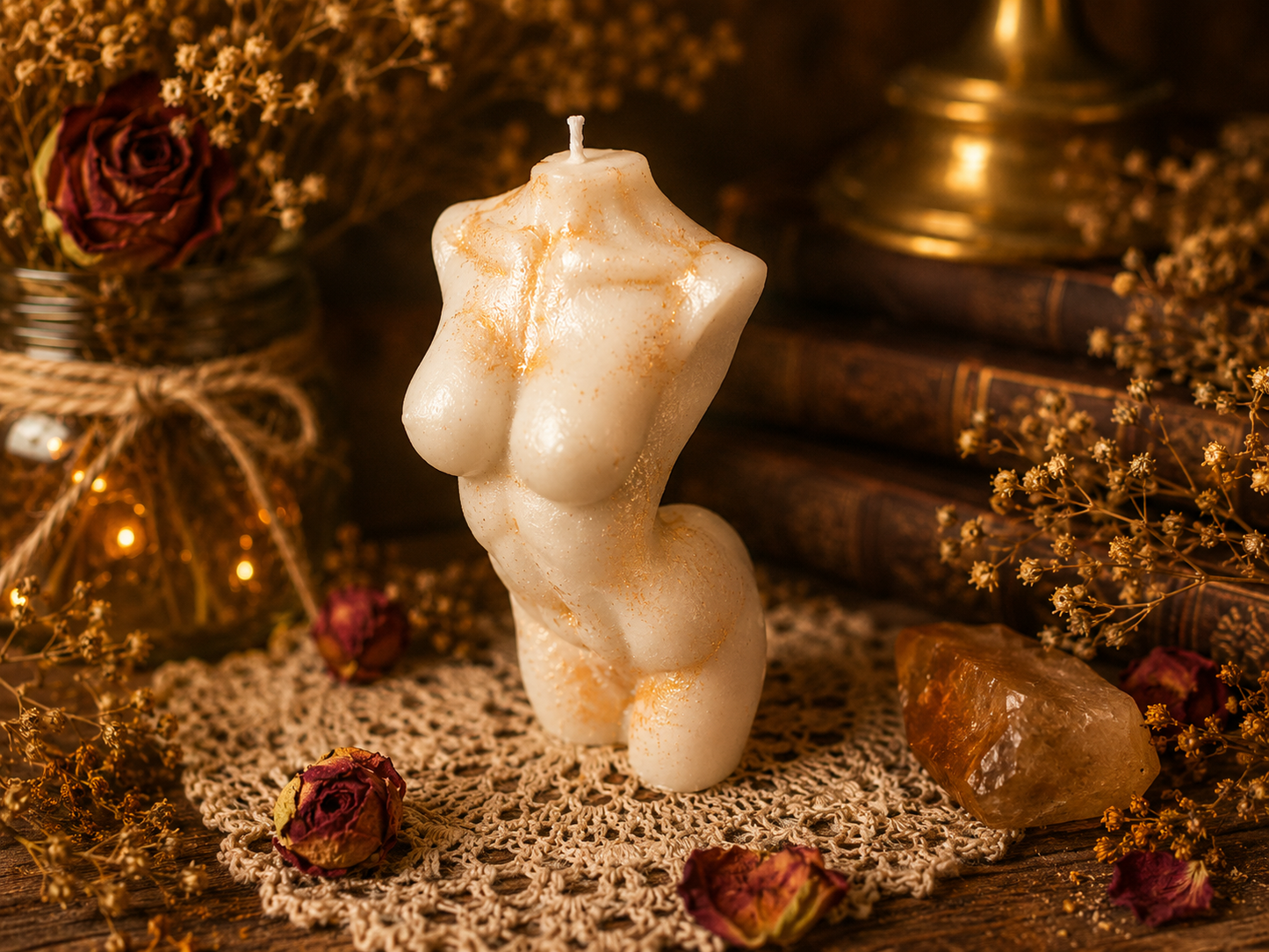 Golden Divinity Sculptural Beeswax Candle | Divinity Made Form