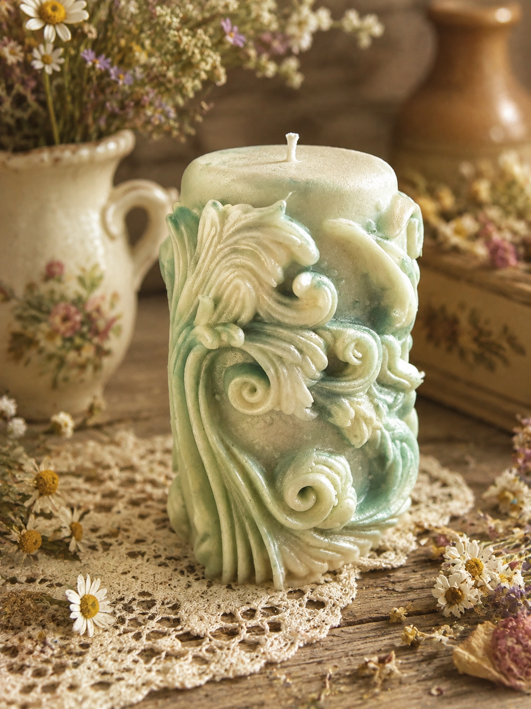 Amphitrite’s Tides Beeswax Candle | Where ancient waters whisper, renewal begins
