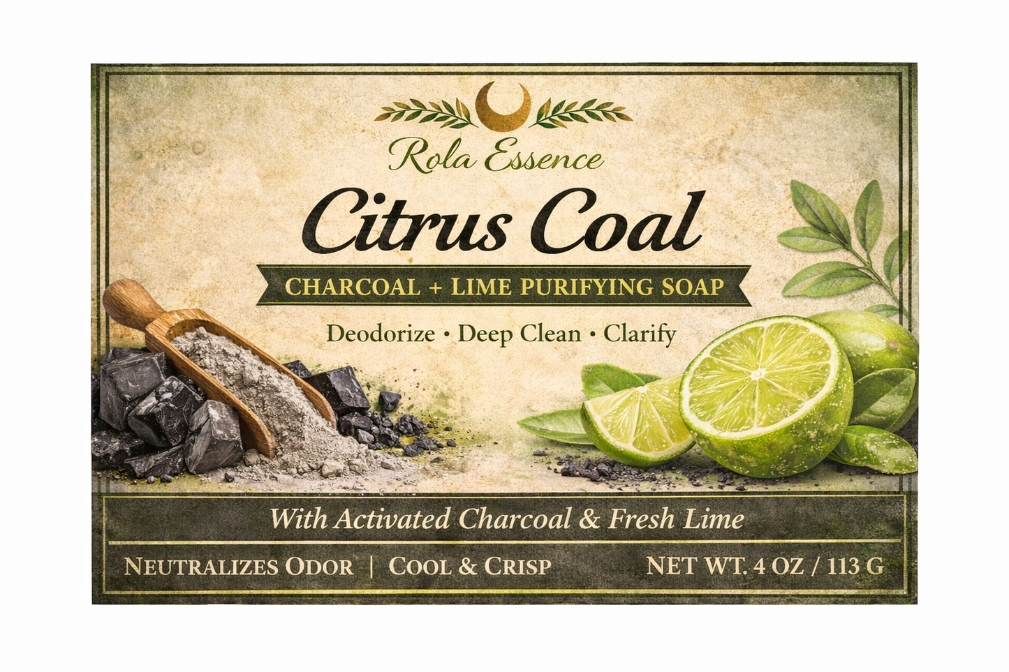 Citrus Coal - Deodorizing Charcoal & Lime Soap Bar