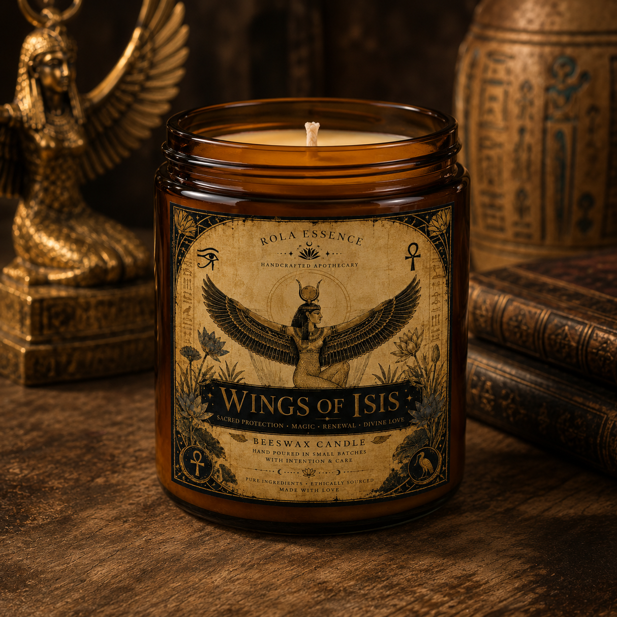 Wings of Isis Goddess Beeswax Candle