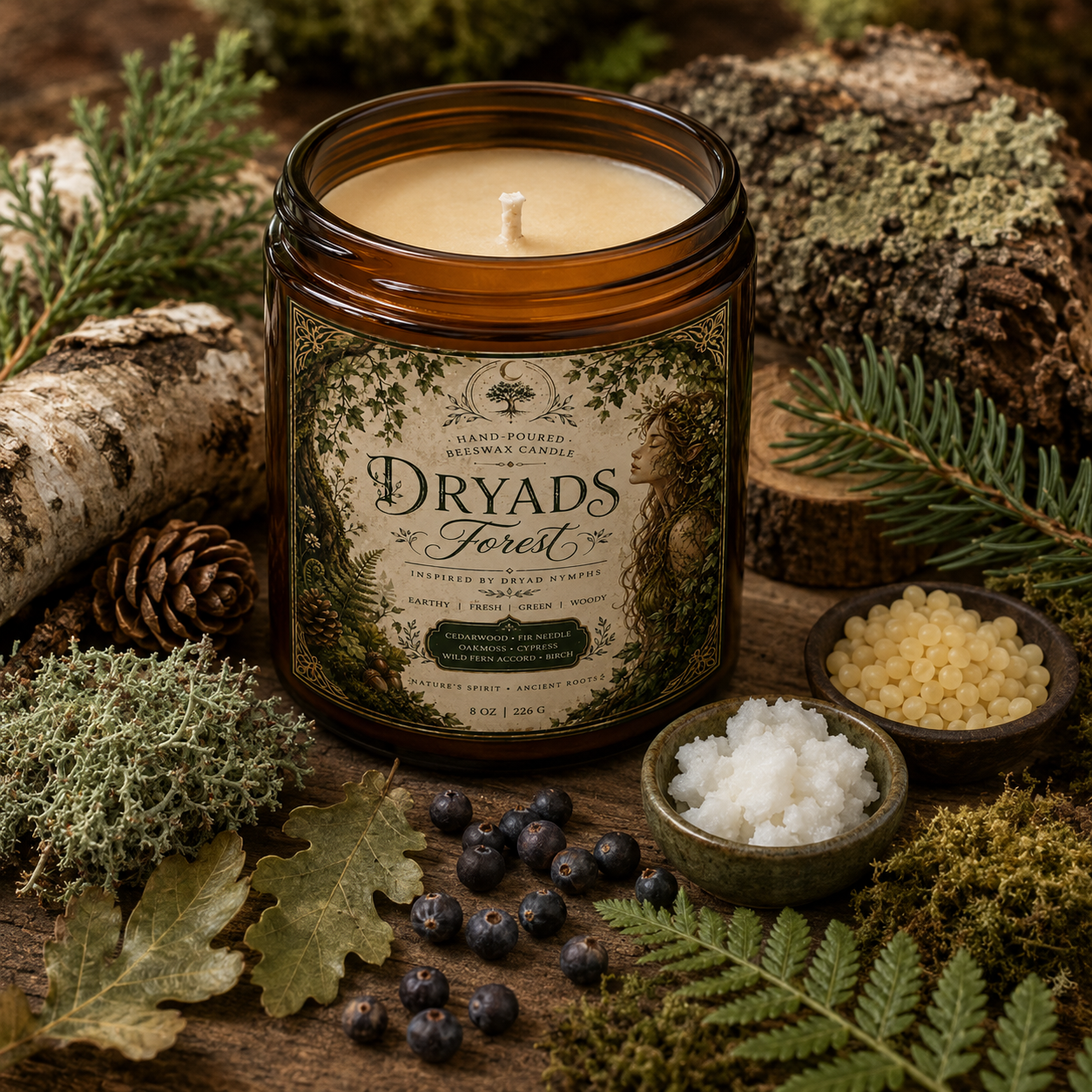 Dryad Forest Nymph | Hand-Poured Beeswax Candle
