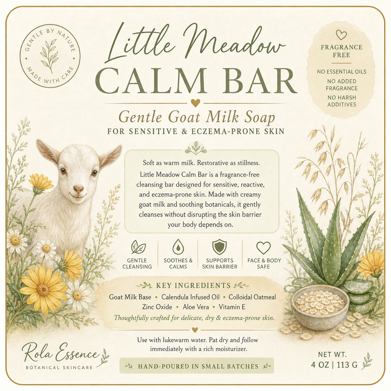 Little Meadow Calm Bar - Sensitive Skin • Gentle Cleansing • Hydrating