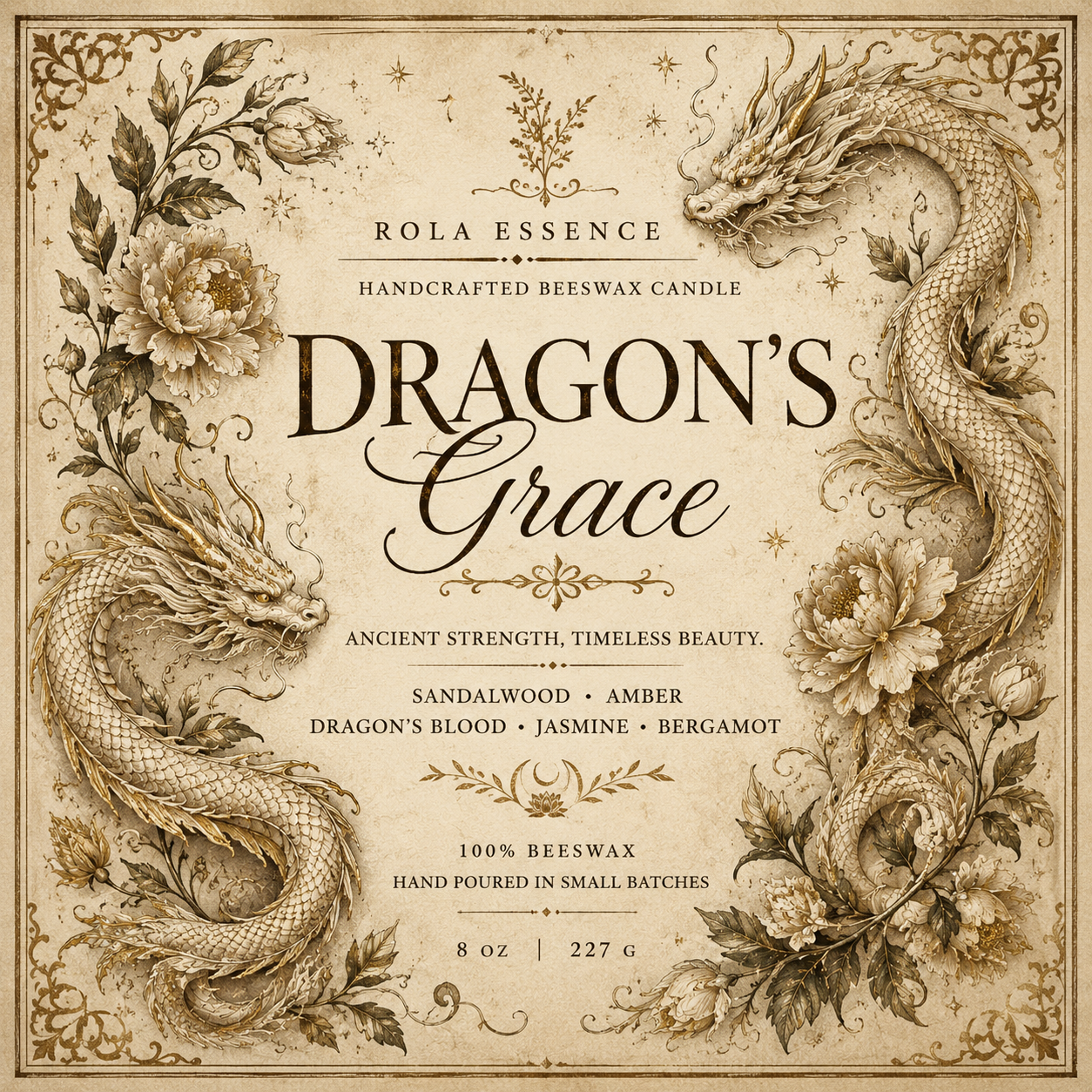 Dragon’s Grace Beeswax Candle  Where Strength Blooms.