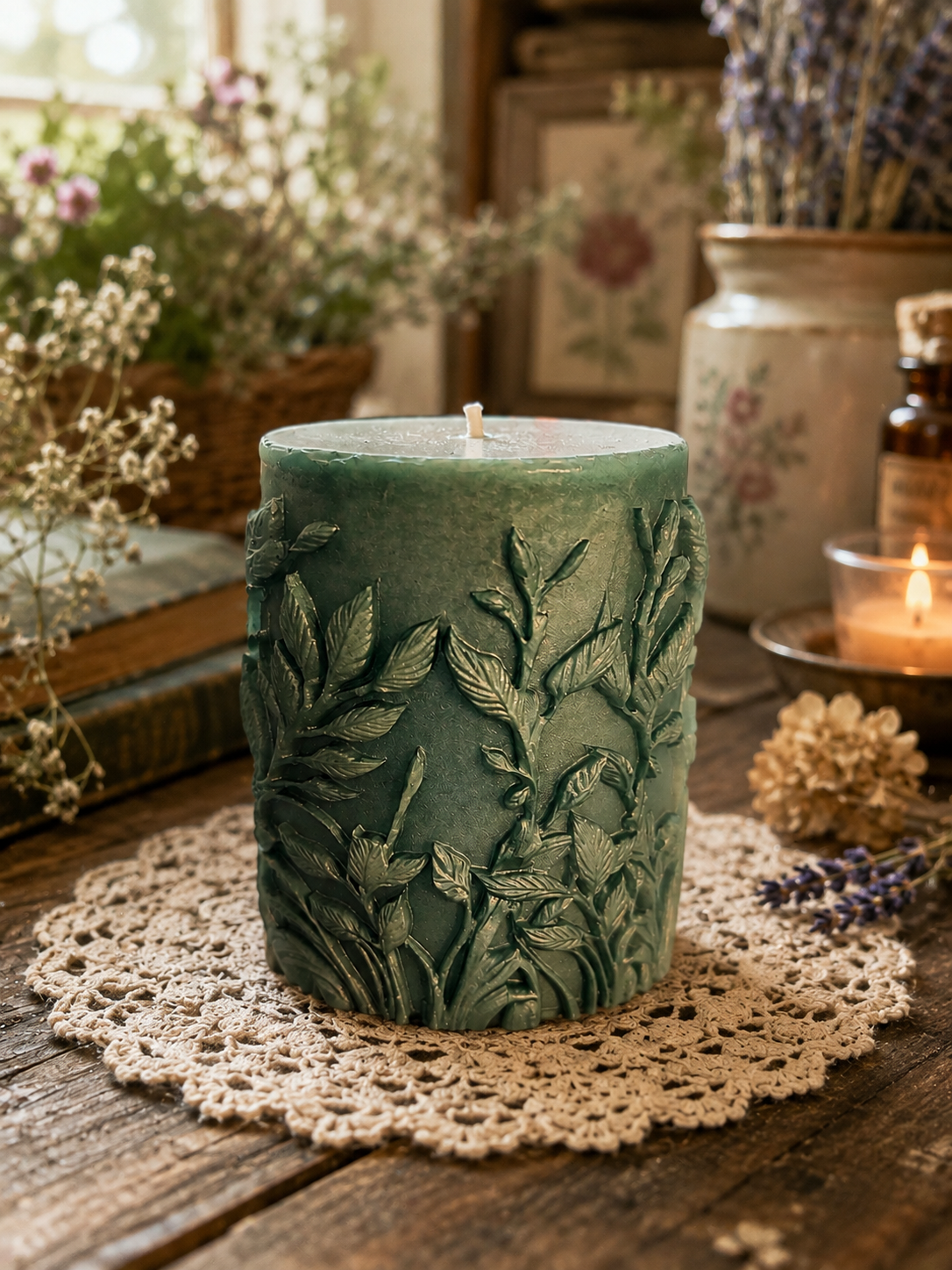 Botanical Garden Beeswax Pillar Candle