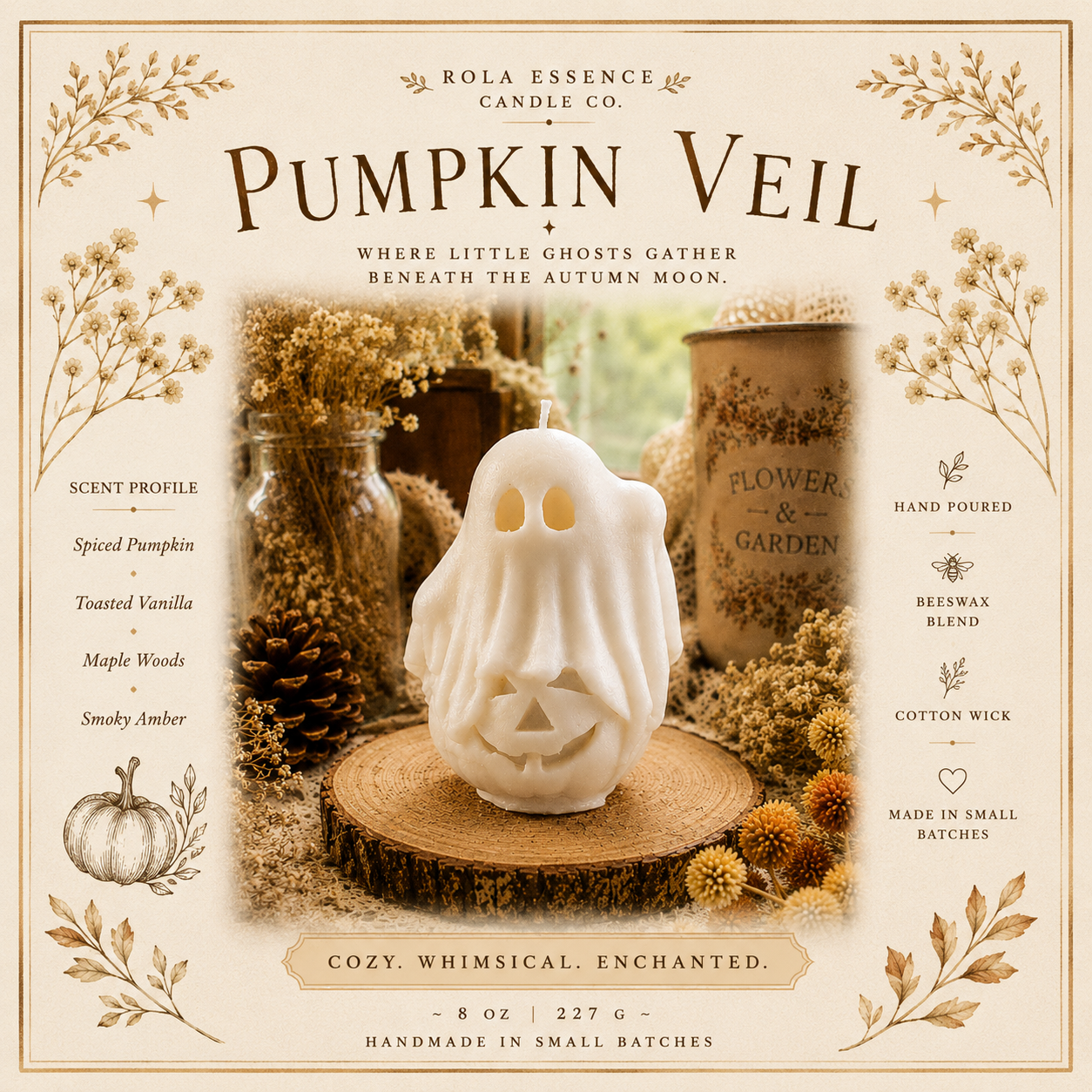 Pumpkin Veil Beeswax Candle
