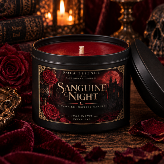 Sanguine Night Candle | Where roses bleed beneath the moon