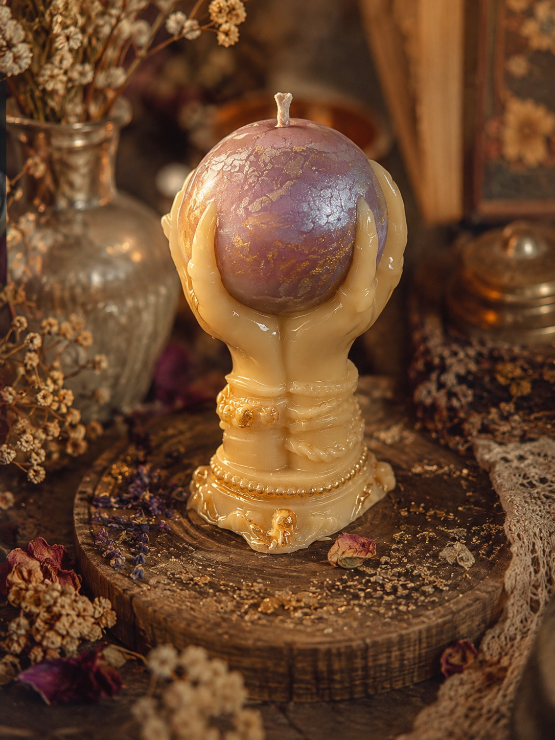 Mystic Oracle Sculptural Beeswax Candle | Where Intuition Awakens