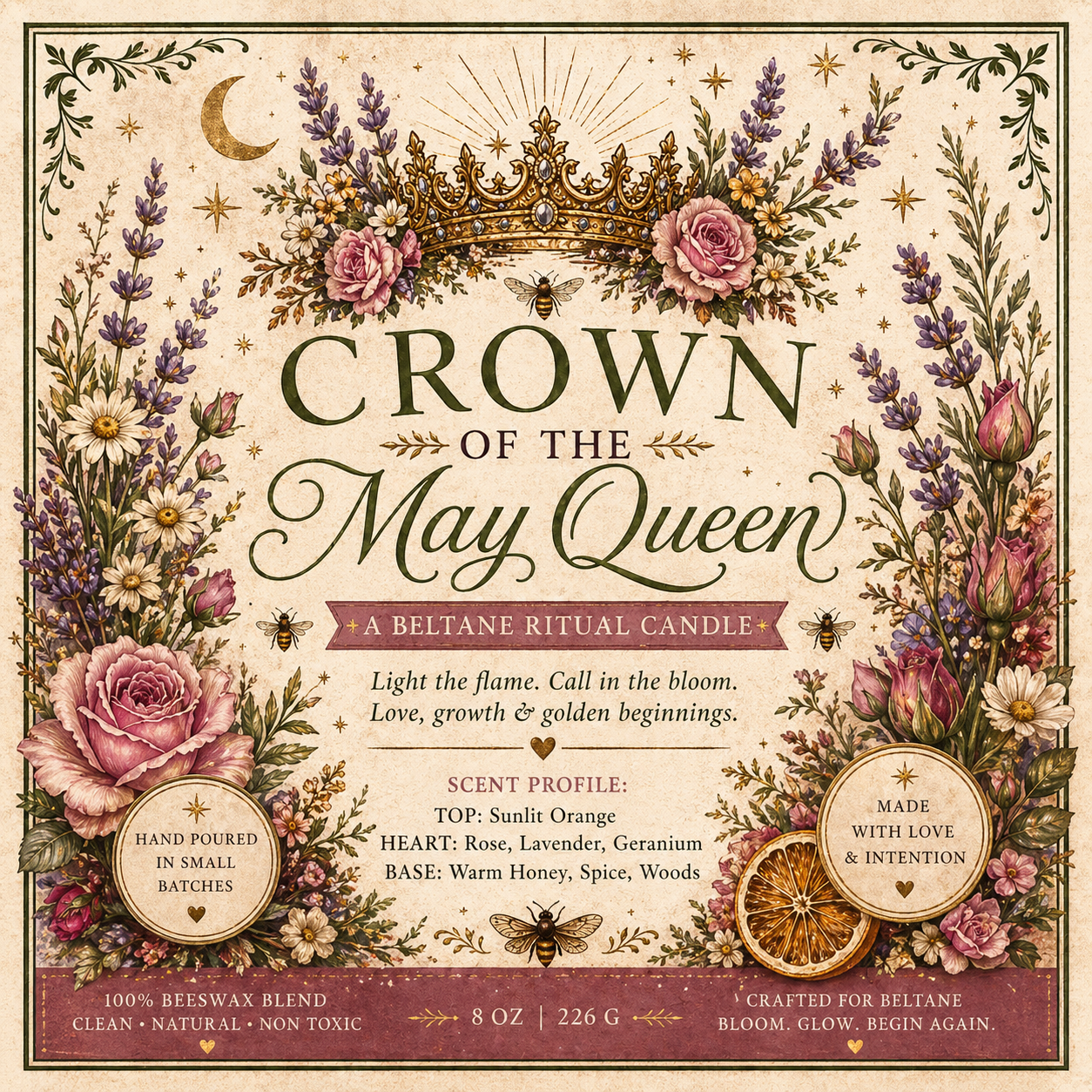 Crown of the May Queen Beeswax Candle