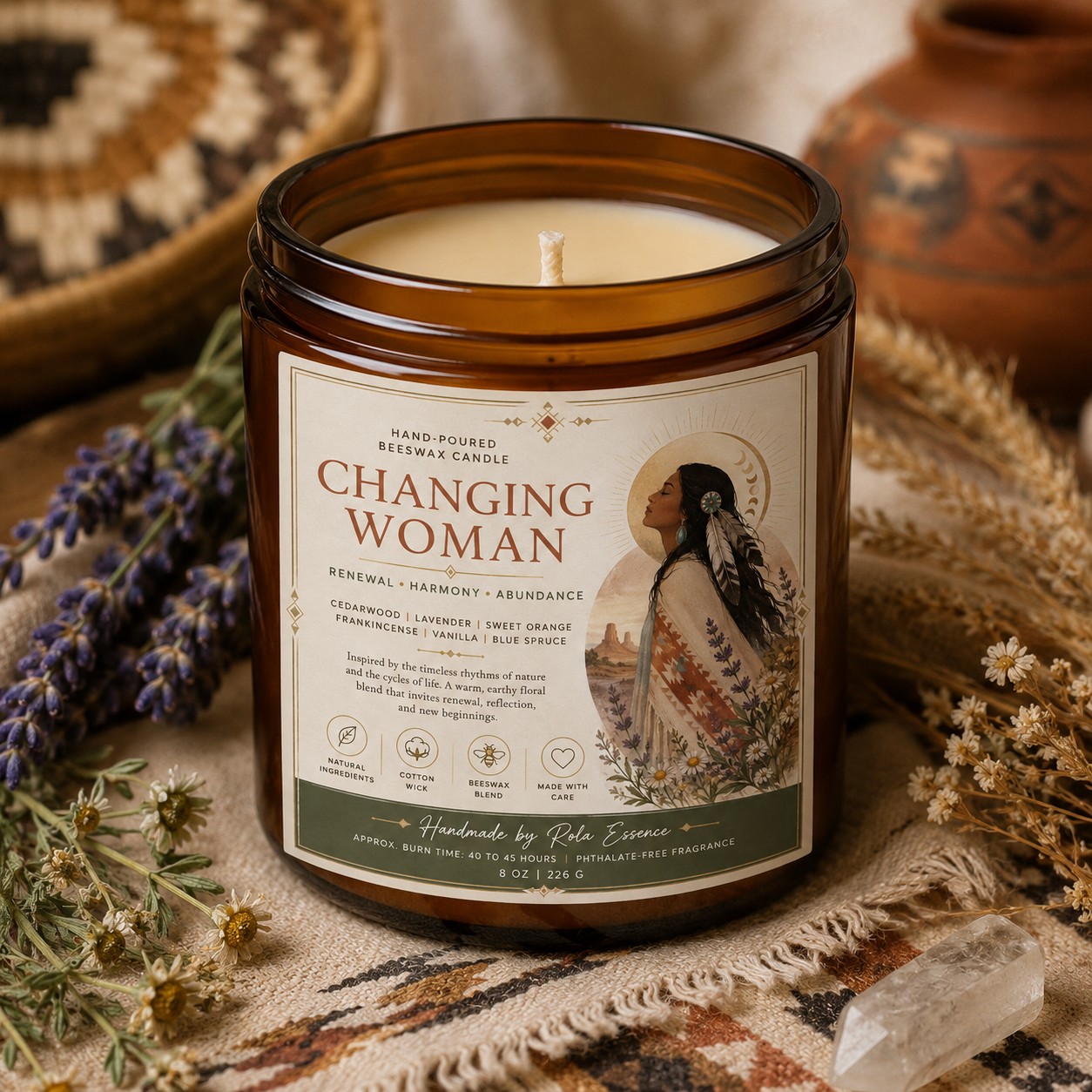 Changing Woman Goddess Beeswax Candle