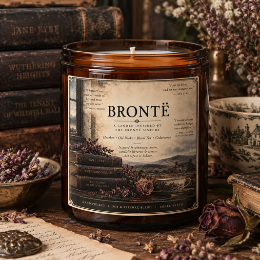 Brontë Beeswax Candle | Where wild moors meet weathered pages.