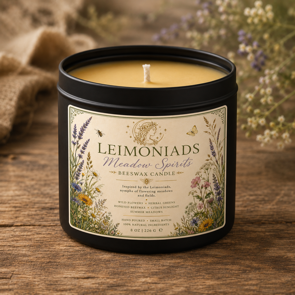 Leimoniads Meadow Spirits Beeswax Candle