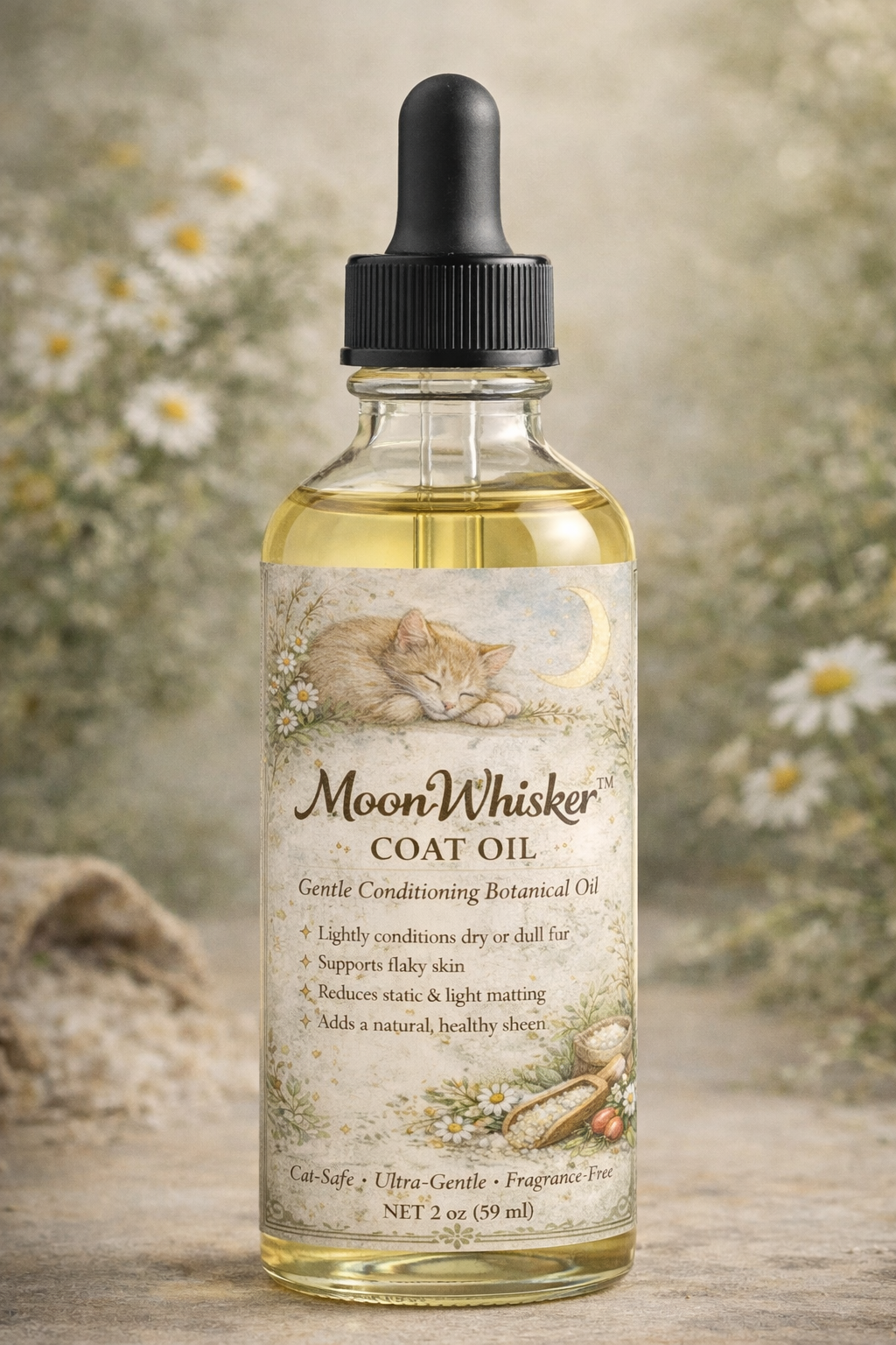 MoonWhisker Coat Oil - Gentle Botanical Conditioning Oil for Cats