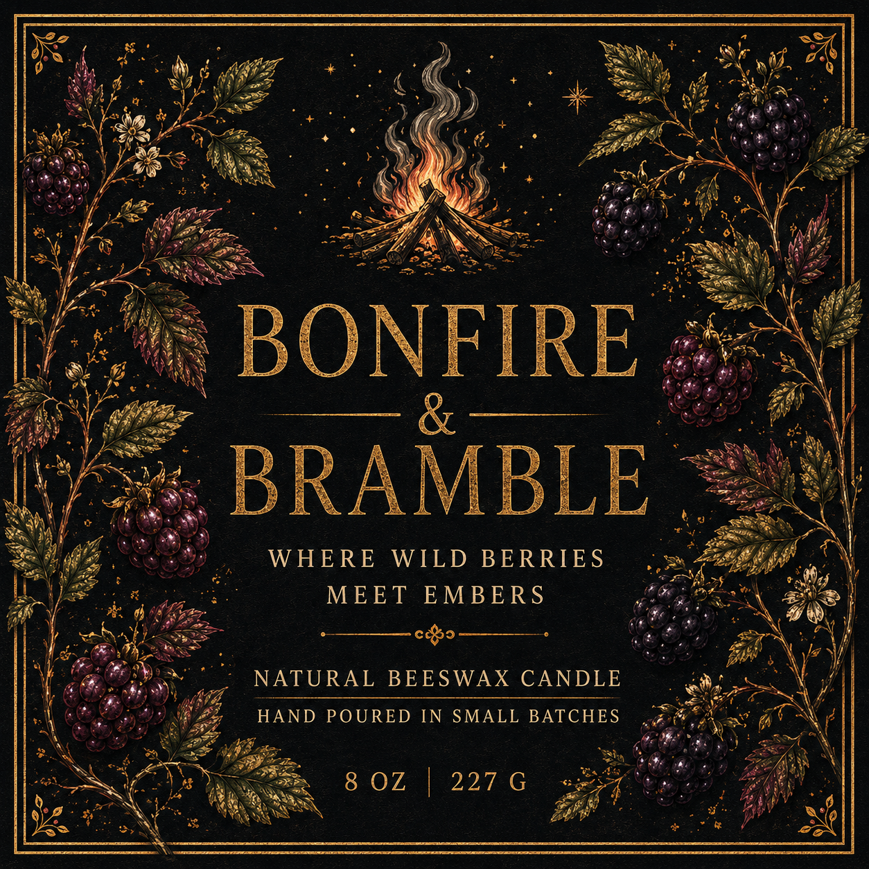 Bonfire & Bramble Beeswax Candle | Where Wild Berries Meet Embers