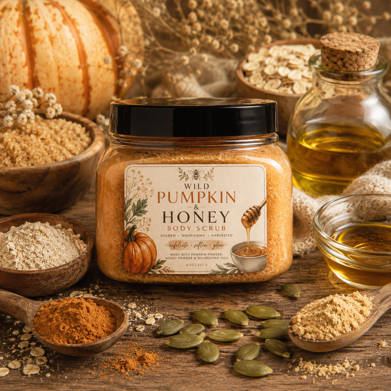 Wild Pumpkin & Honey Body Scrub - Golden • Nourishing • Harvested