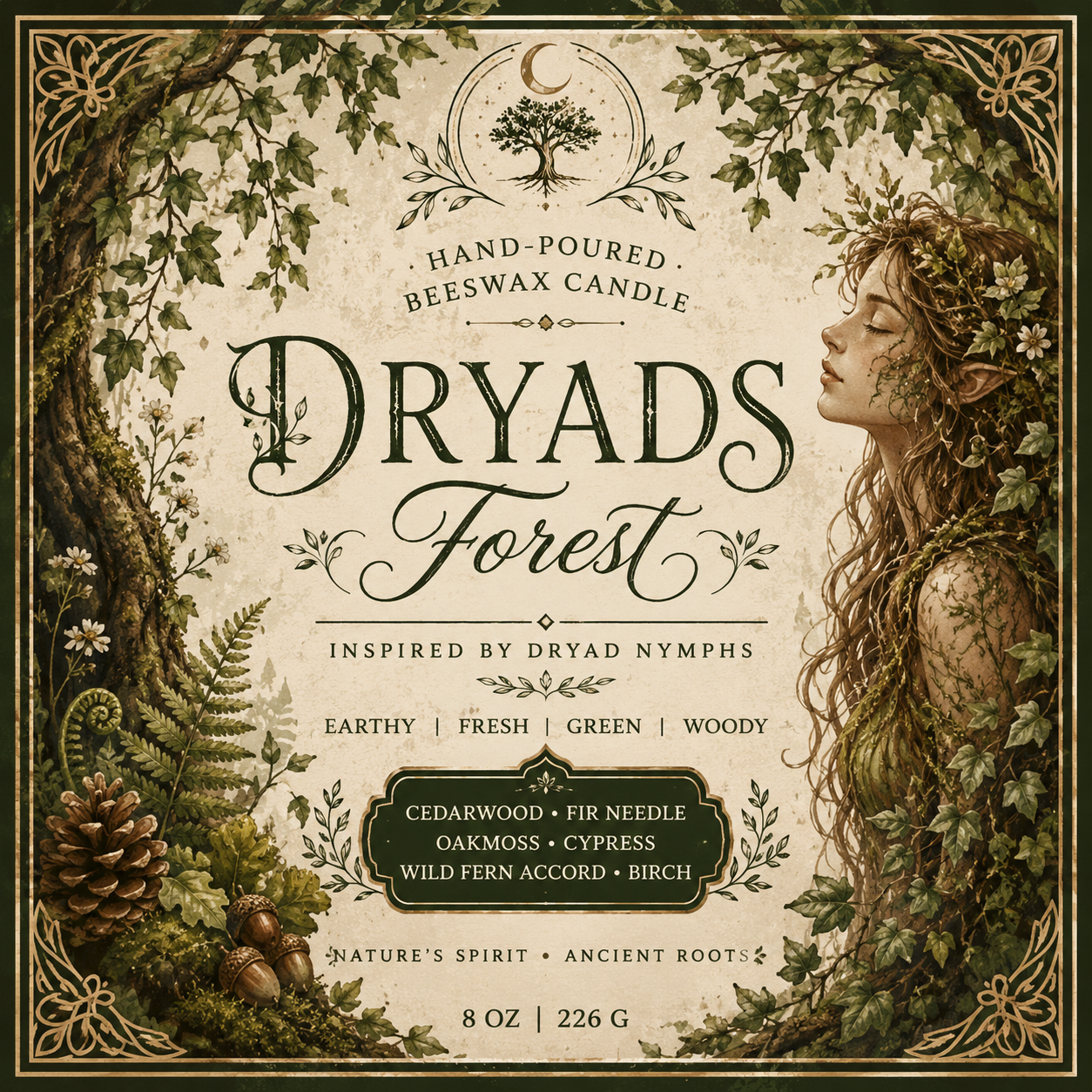 Dryad Forest Nymph | Hand-Poured Beeswax Candle