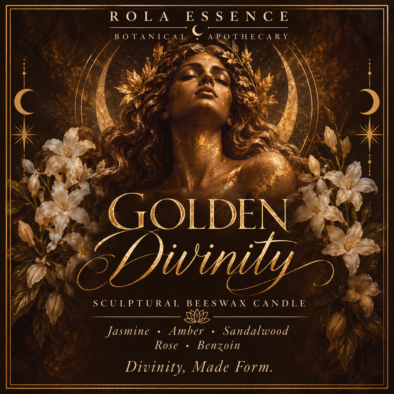 Golden Divinity Sculptural Beeswax Candle | Divinity Made Form