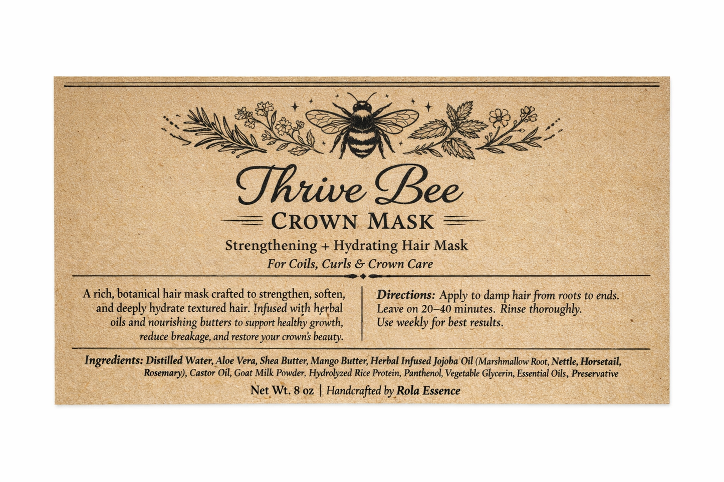 Thrive Bee Crown Mask • 4A-4C Hair Mask
