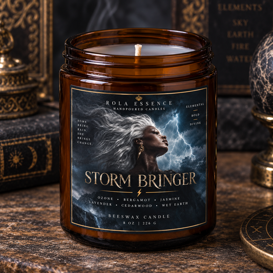 Storm Bringer Beeswax Candle | Where Thunder Blooms & Lightning Reigns.