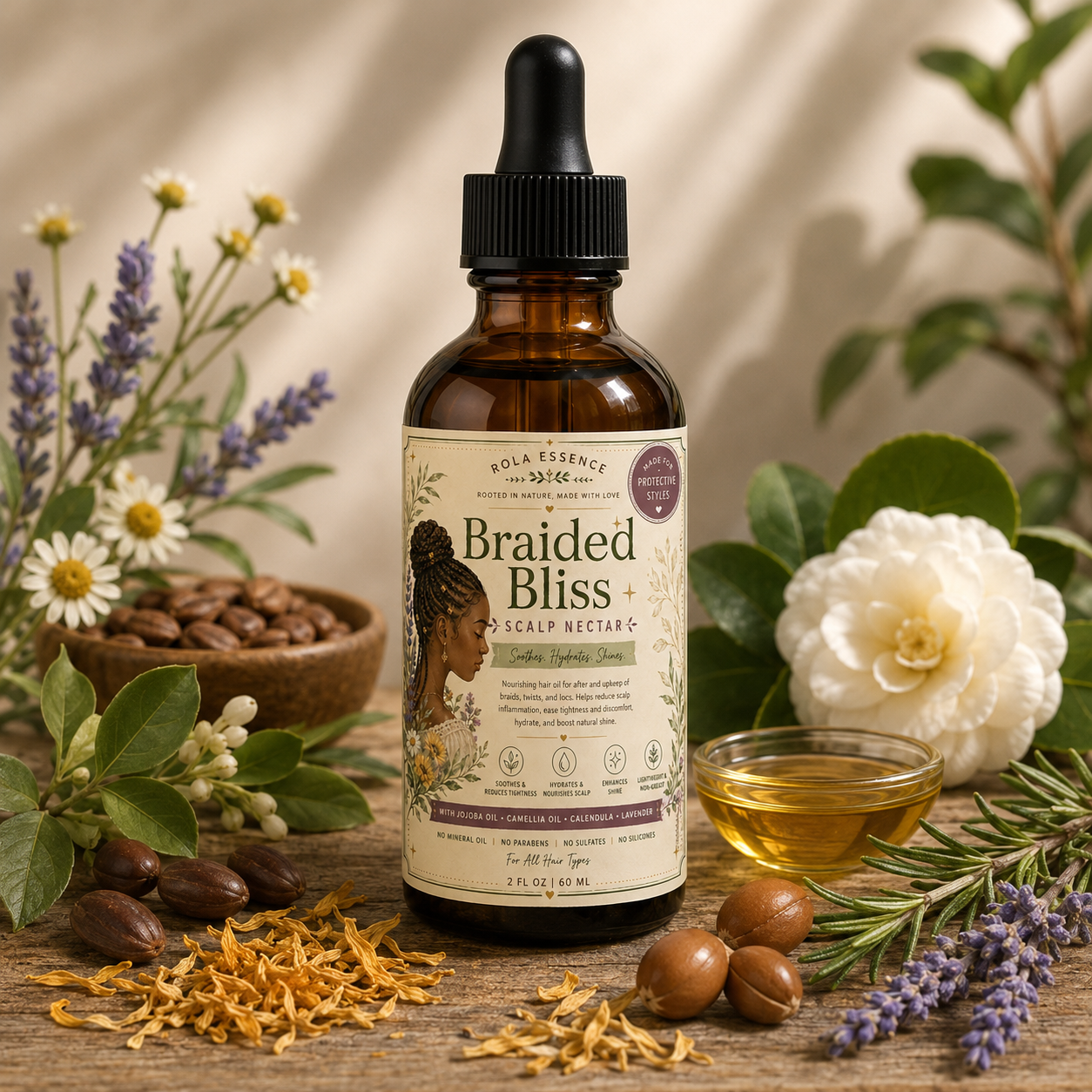 Braided Bliss Scalp Nectar - Hydrating • Pain-reducing • Shine Increasing