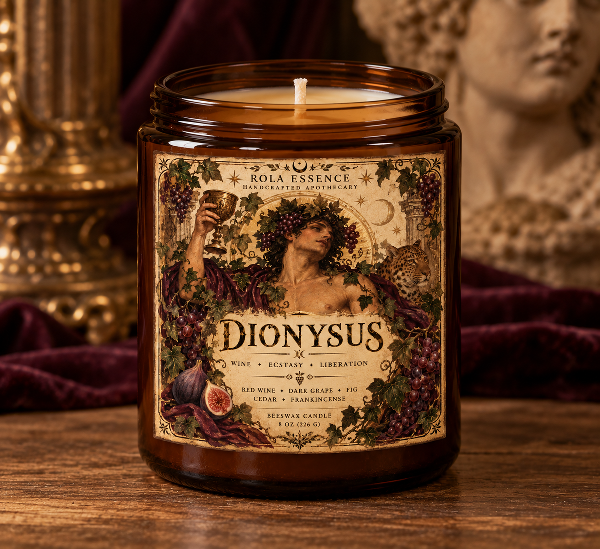 Dionysus Beeswax Candle - The Divine Reveler