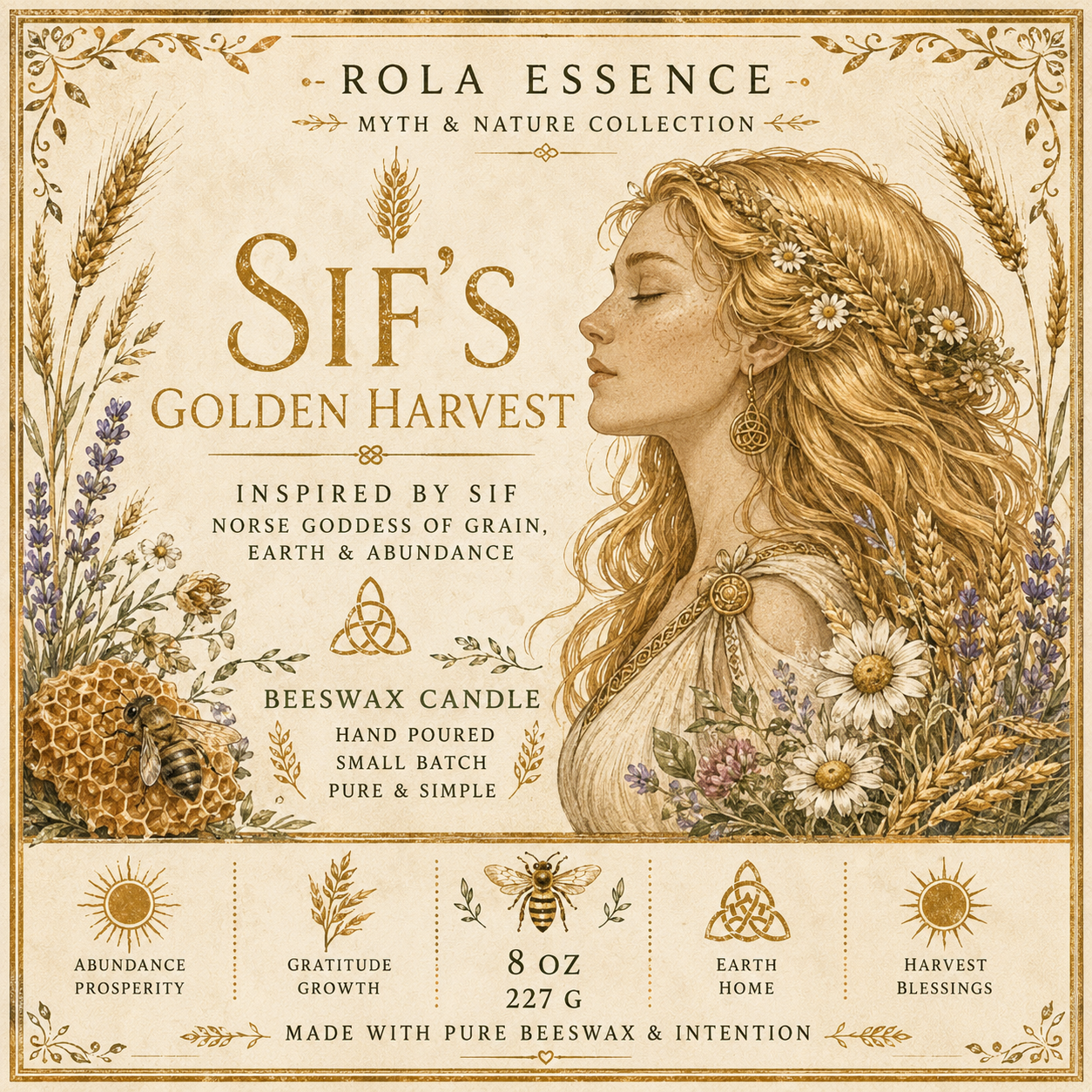Sif’s Golden Harvest Beeswax Candle
