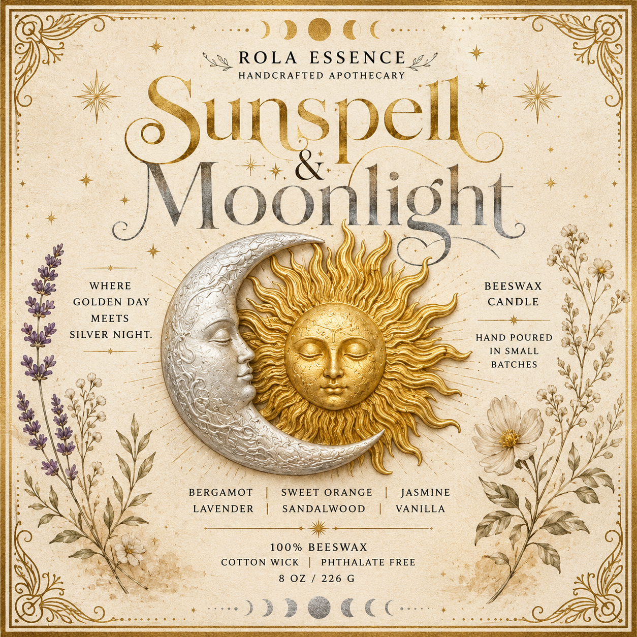 Sunspell & Moonlight | Celestial Beeswax Candle