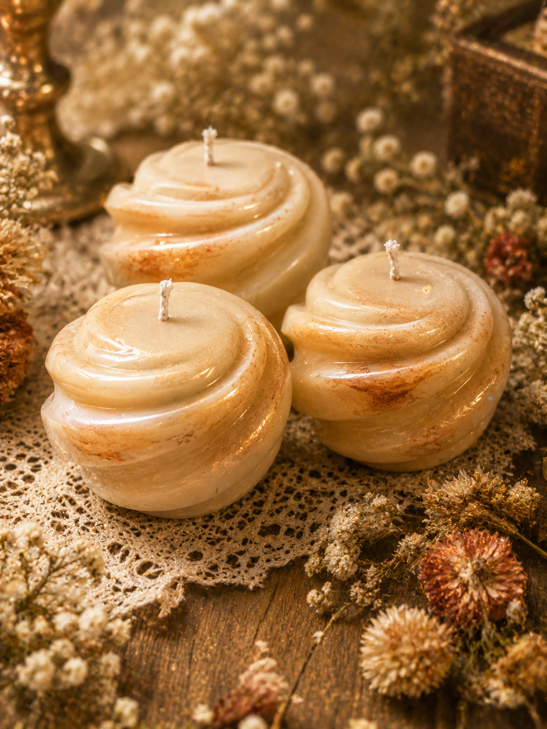 Amberwhirl Sculptural Beeswax Candle