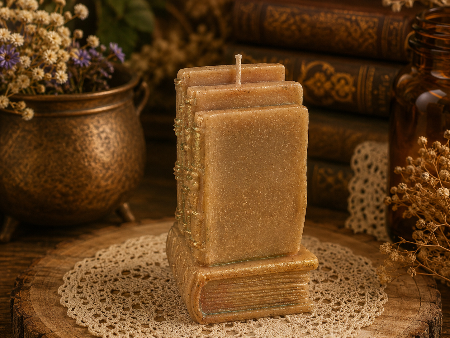 The Ancient Bookshop Beeswax Candle | Where Old Stories Linger