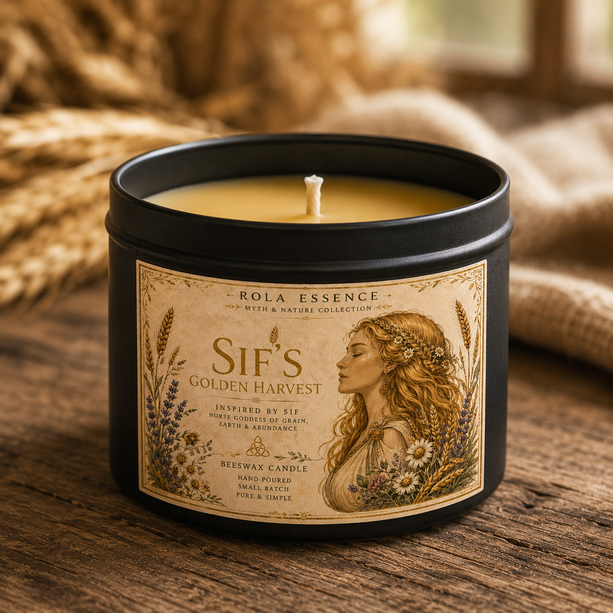 Sif’s Golden Harvest Beeswax Candle