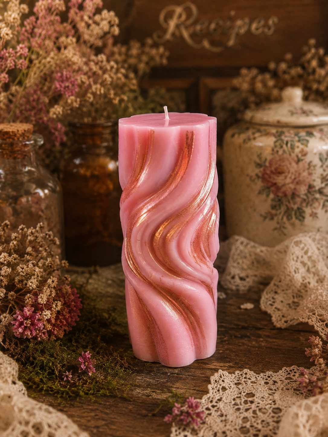 Rosewater Goddess Candle | Bathed in Roses, Kissed in Gold