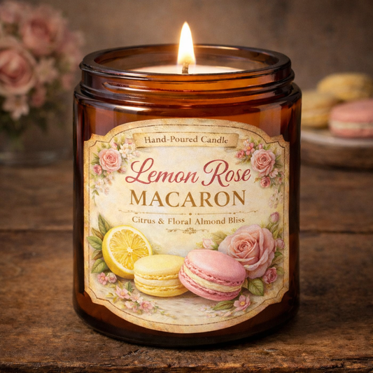 Lemon Rose Macaron Candle