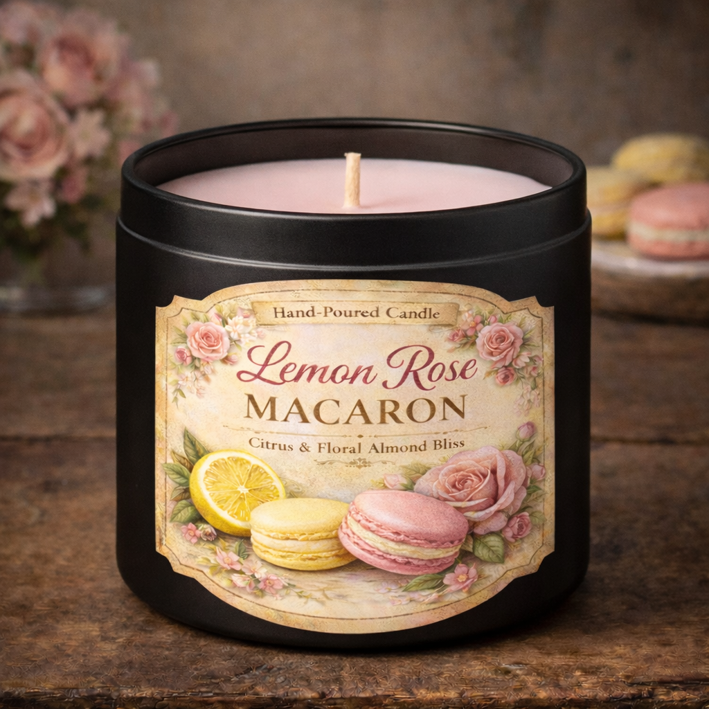 Lemon Rose Macaron Candle