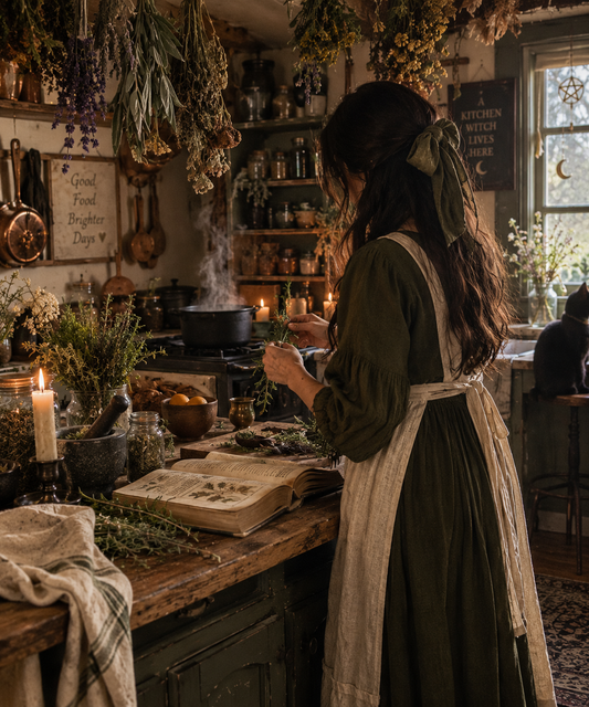 The Enchanted Hearth - Kitchen Witch Inspired Beeswax Candle
