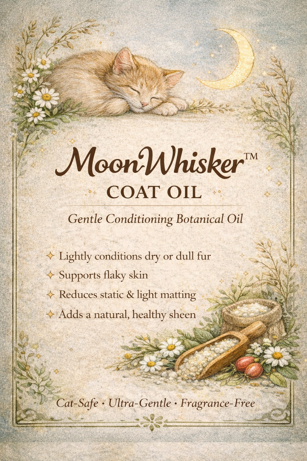 MoonWhisker Coat Oil - Gentle Botanical Conditioning Oil for Cats