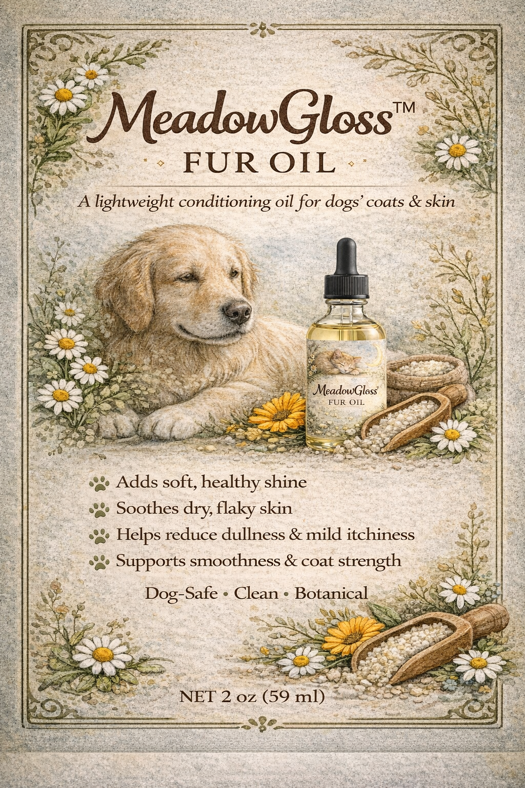 MeadowGloss Fur Oil - Conditioning Oil for Dogs