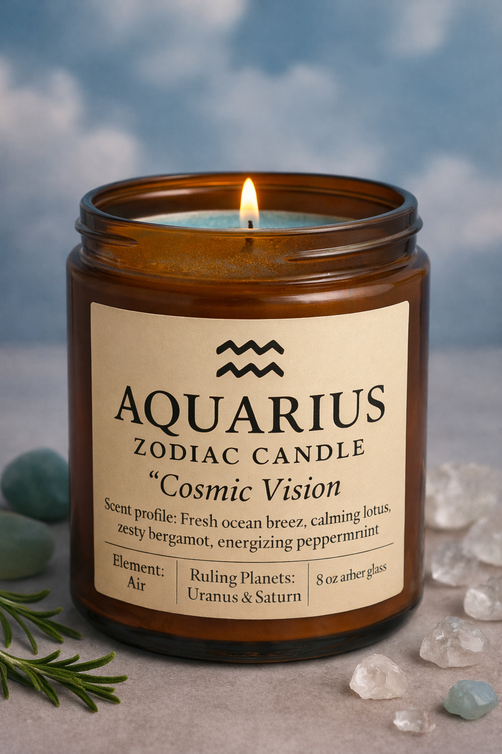 Aquarius Zodiac Candle – Cosmic Vision