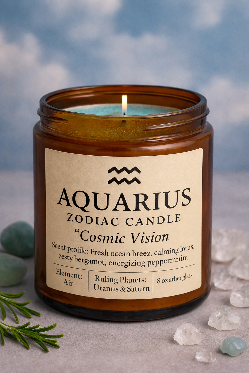 Aquarius Zodiac Candle – Cosmic Vision