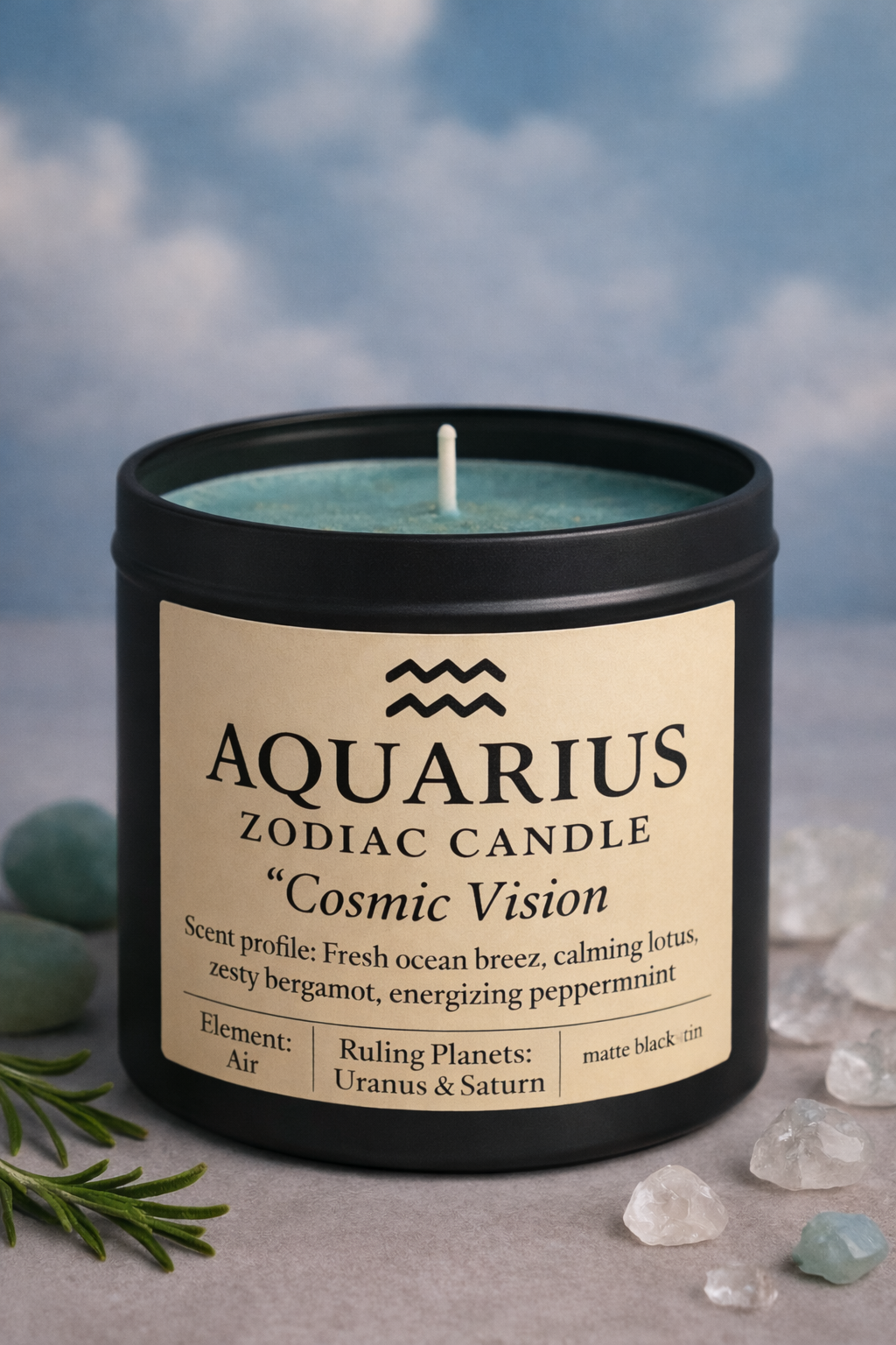 Aquarius Zodiac Candle – Cosmic Vision