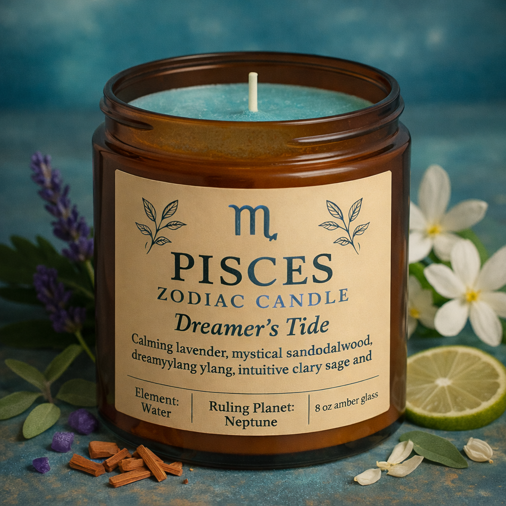 Pisces Zodiac Candle — Dreamer’s Tide