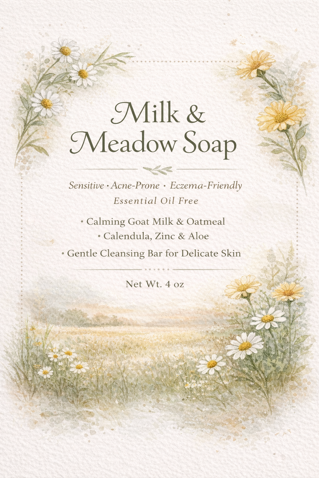 Milk & Meadow Soap - Gentle Calendula & Oat Cleansing Bar