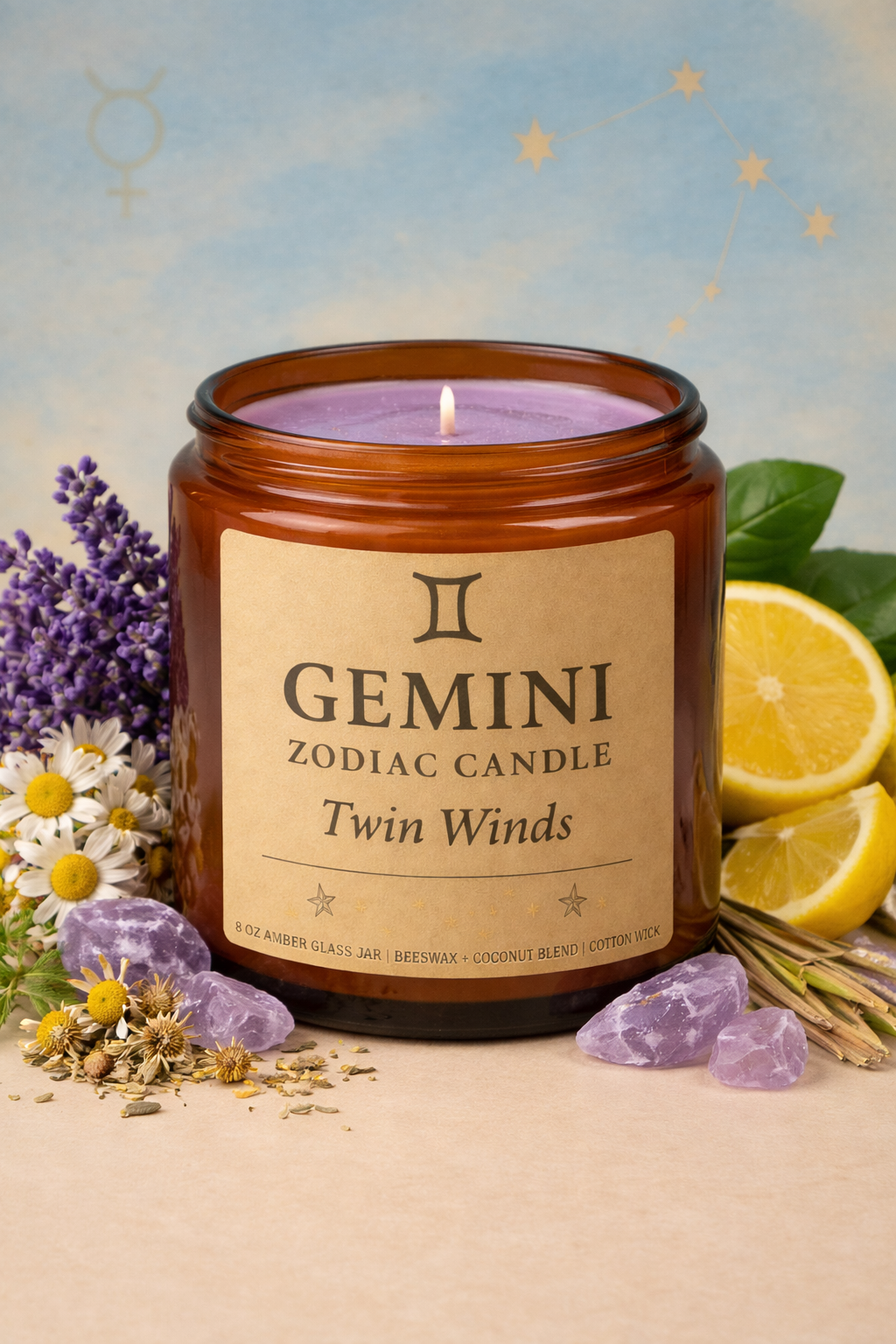 Gemini Zodiac Candle — Twin Winds