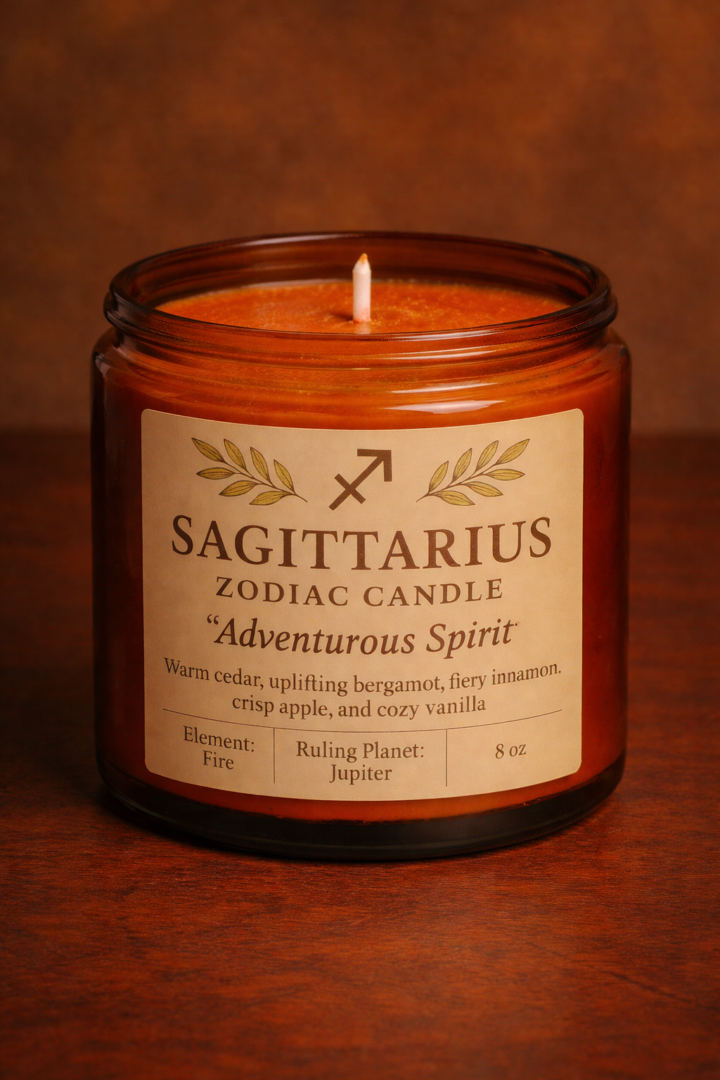 Sagittarius Zodiac Candle – Flame of Adventure