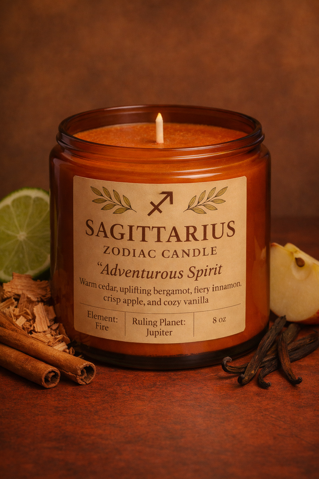 Sagittarius Zodiac Candle – Flame of Adventure
