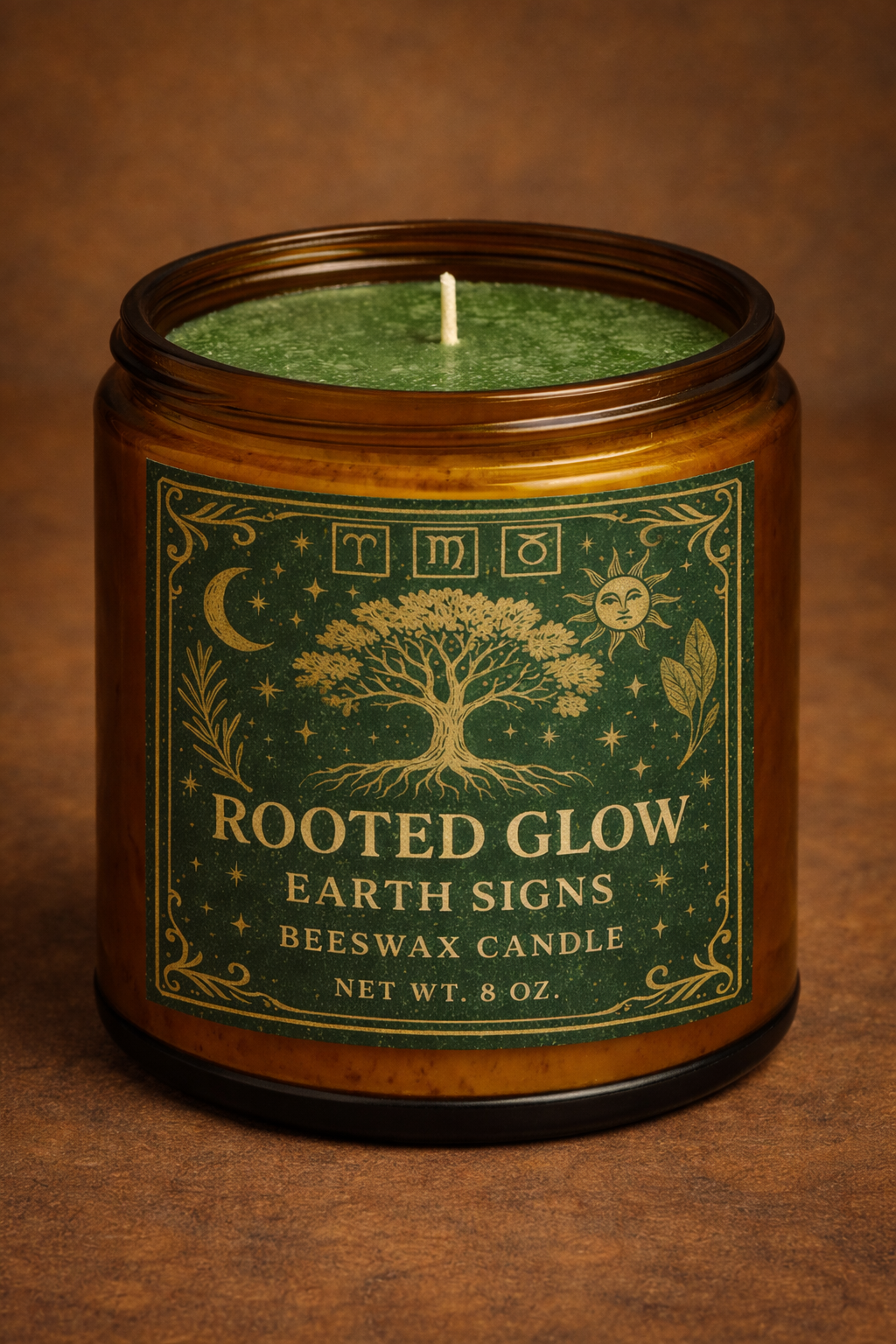 Rooted Glow – Earth Signs Beeswax Candle • Taurus • Virgo • Capricorn