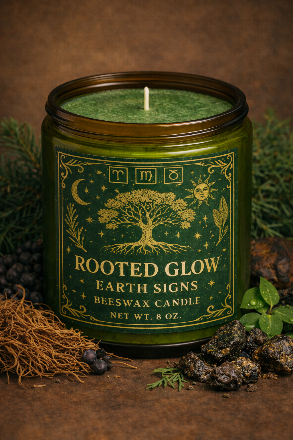 Rooted Glow – Earth Signs Beeswax Candle • Taurus • Virgo • Capricorn